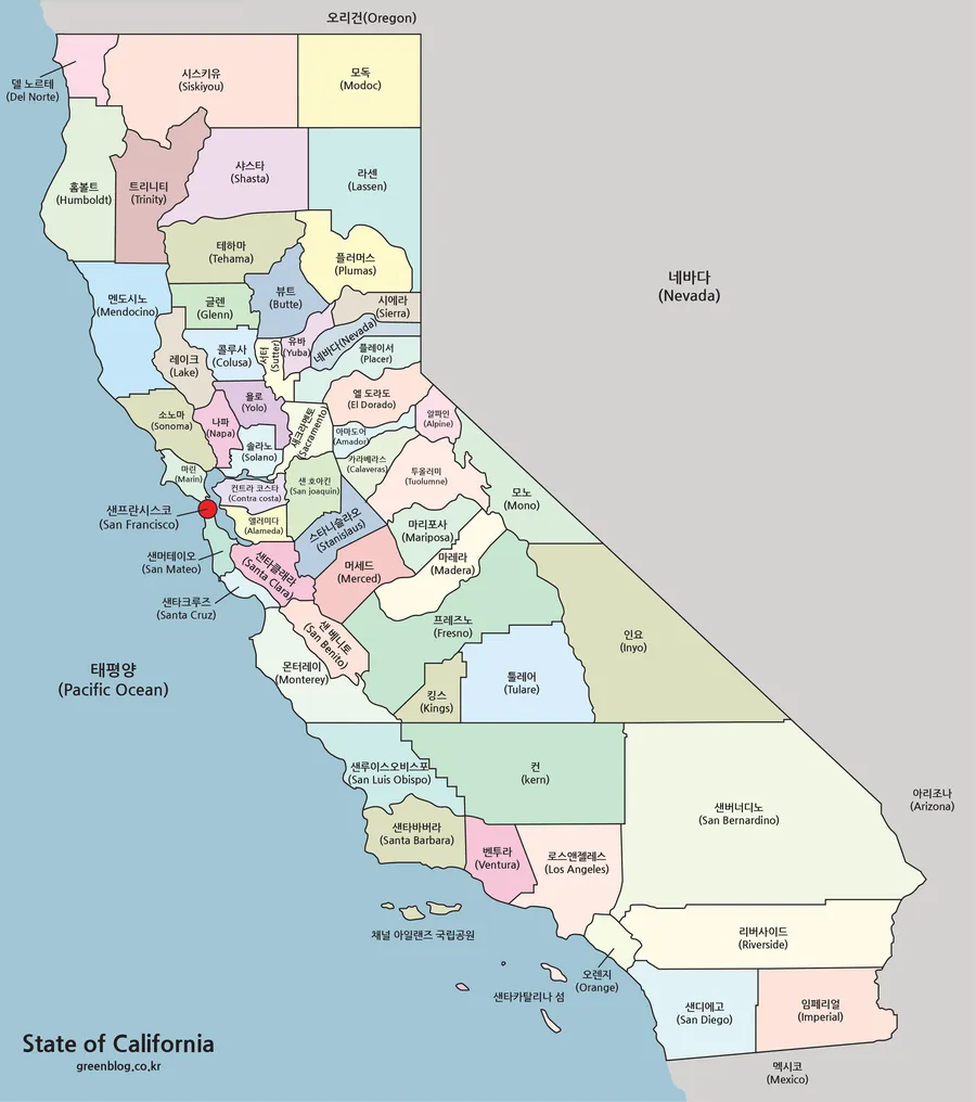 캘리포니아 지도 3가지 종류 무료 다운로드 | GREEN BLOG