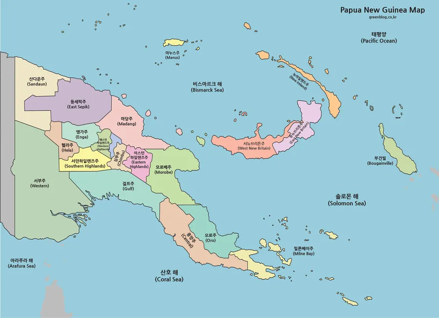 파푸아뉴기니 지도 고화질