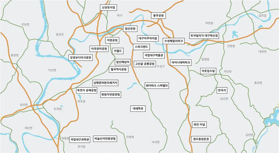 대구 지도 – 행정 구역, 관광지를 표시한 4가지 종류 - GREEN BLOG
