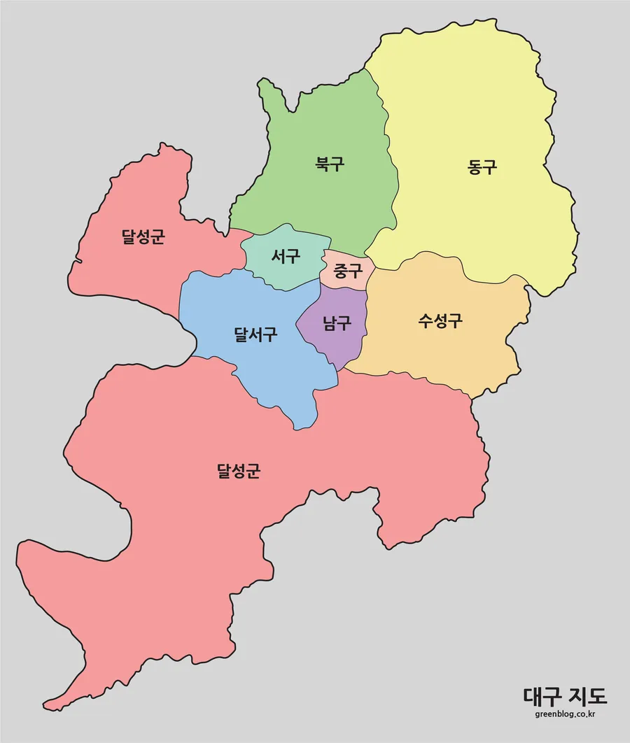 대구 지도 – 행정 구역, 관광지를 표시한 4가지 종류 - GREEN BLOG