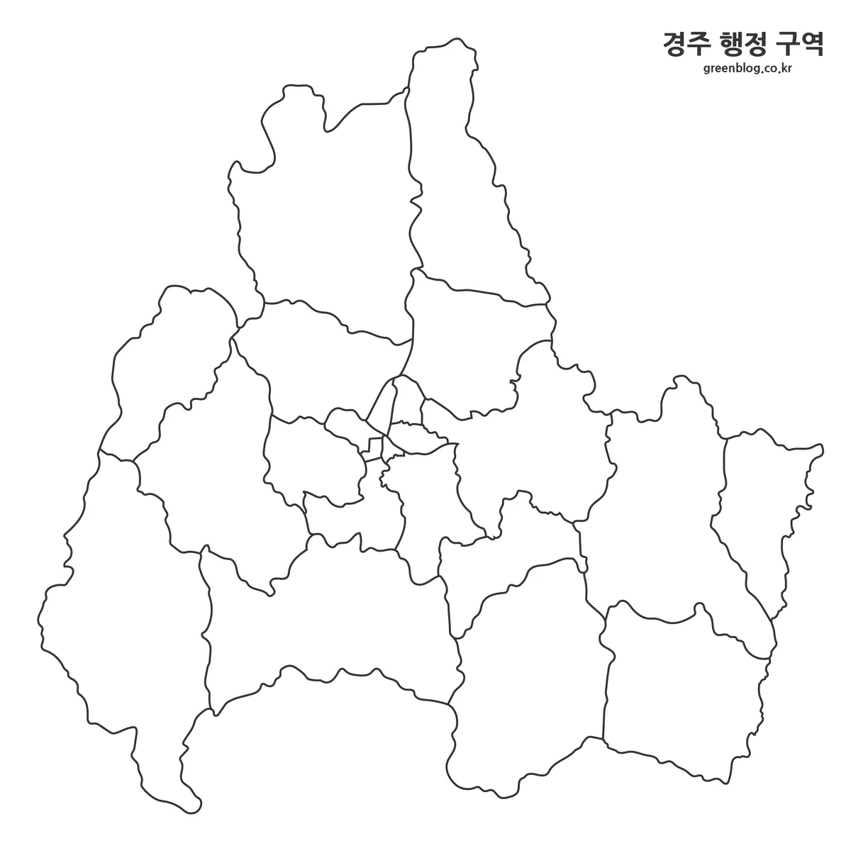 그래픽 편집용 경주시 행정구역 윤곽선 지도