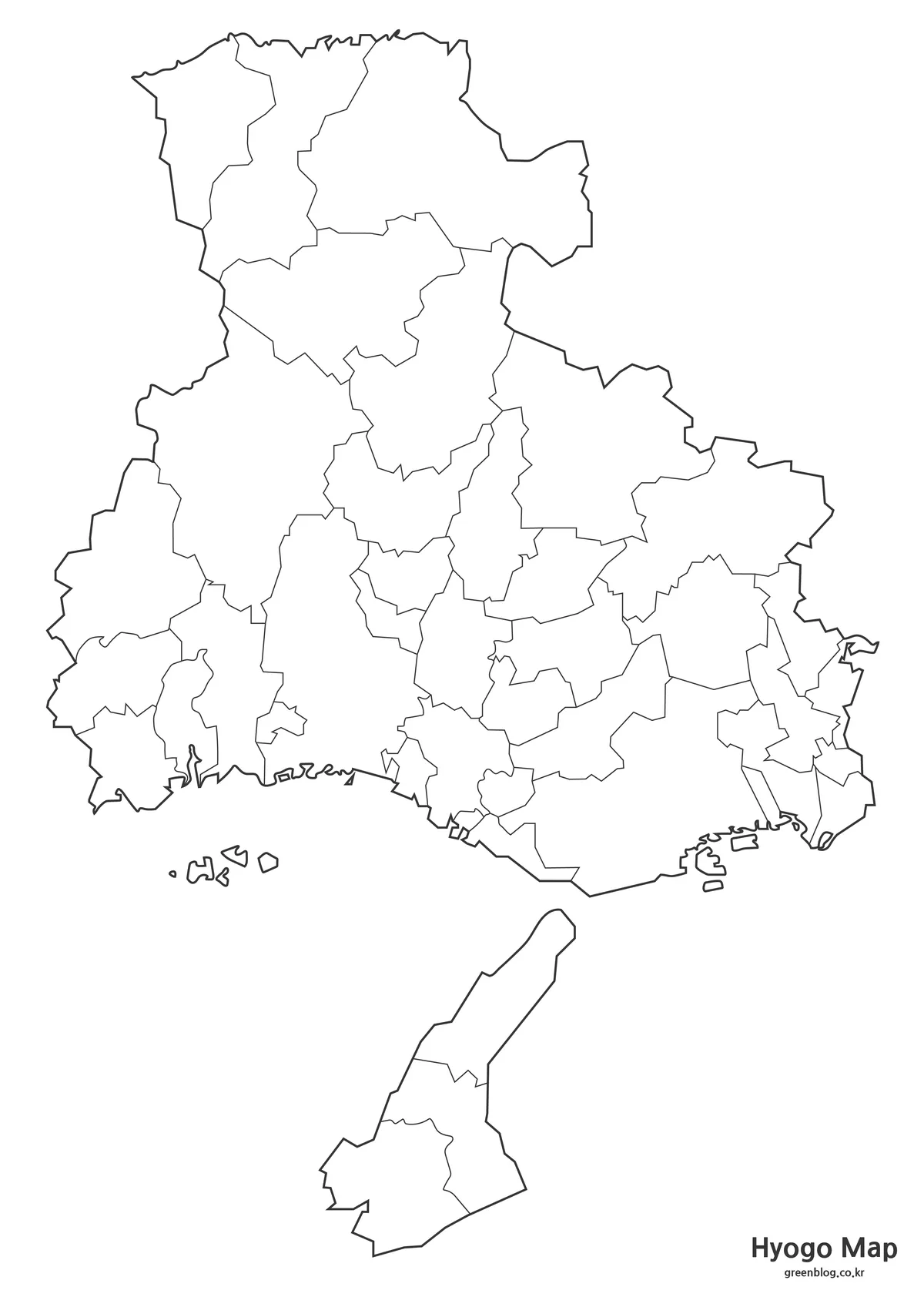 효고 행정구역 윤곽선 지도