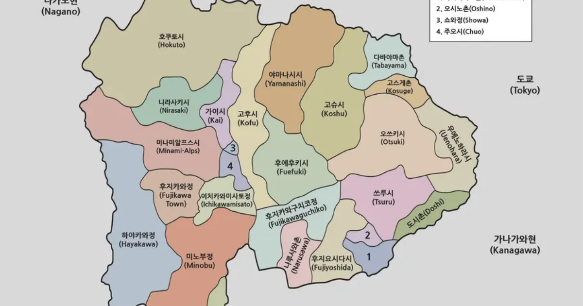 야마나시현 지도