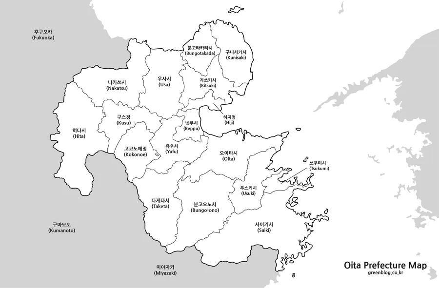 오이타현 지도