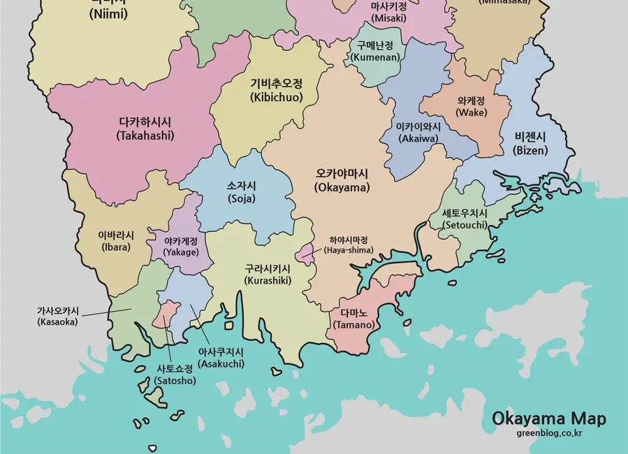 오카야마현 지도