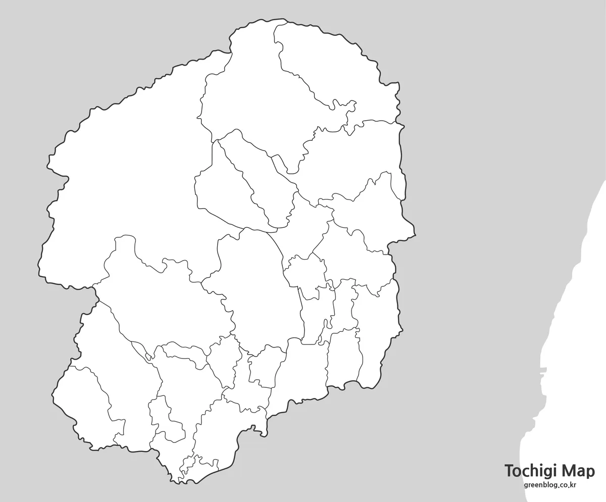 도치기현 윤곽선 지도