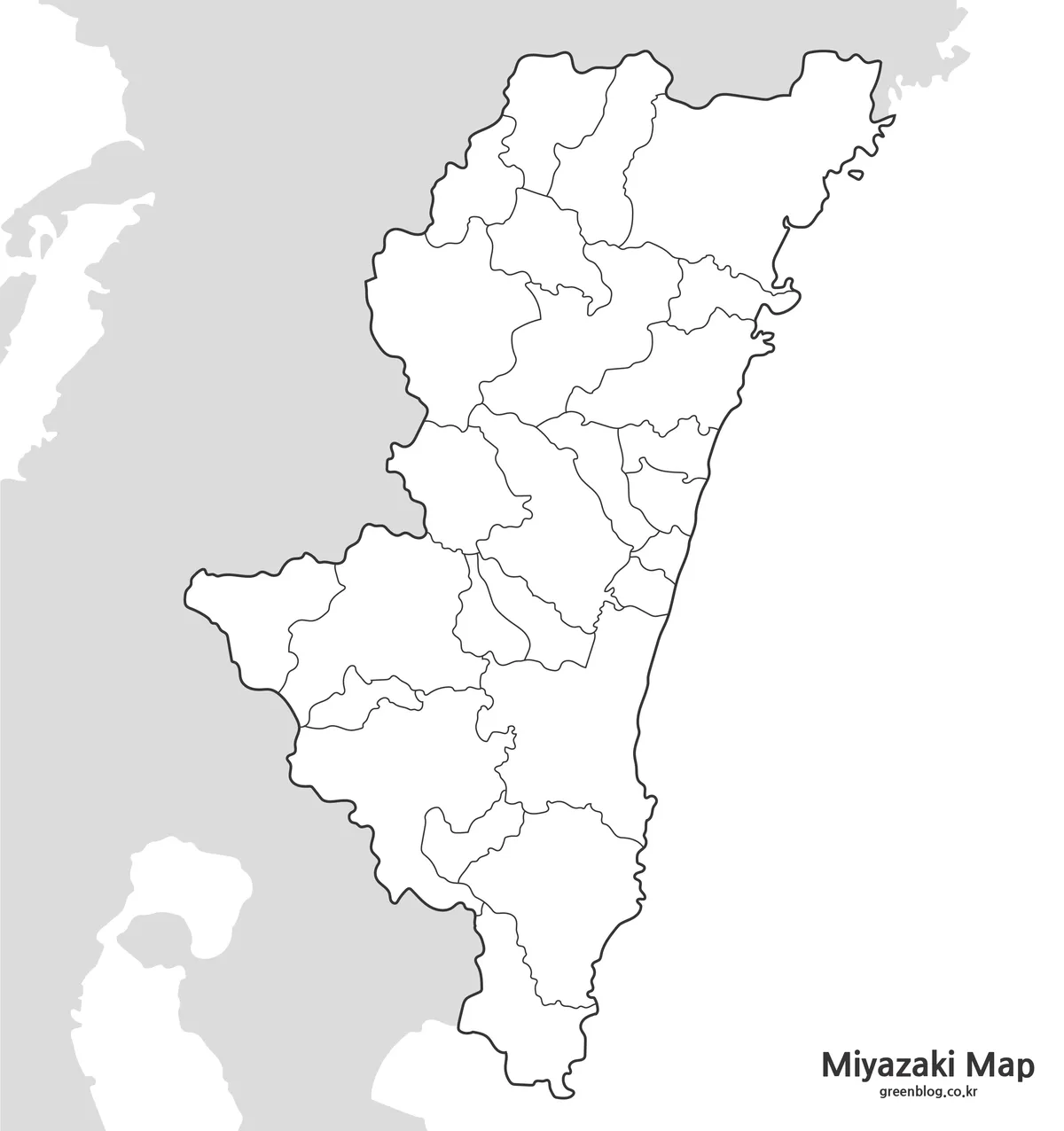 미야자키현 윤곽선 지도