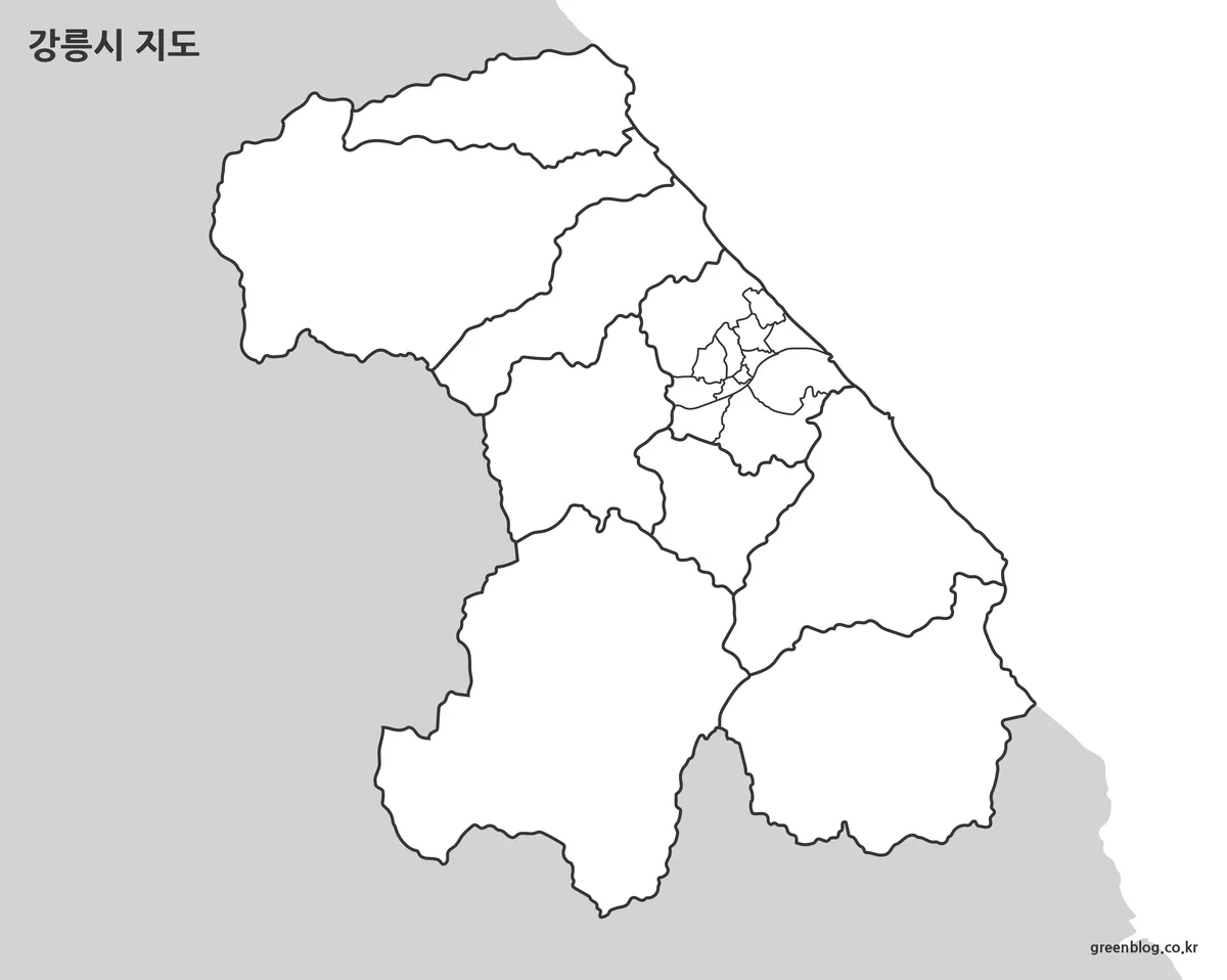 강릉시 윤곽선 지도 편집 및 작업용