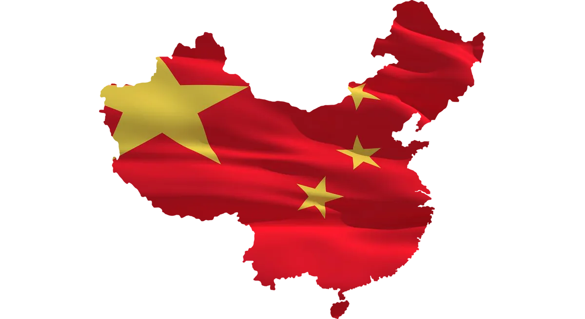 China map combined with national flag design