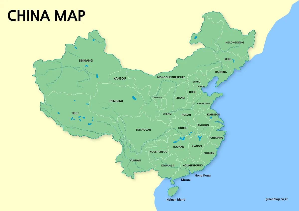 Base map of China with clear regional divisions and major cities