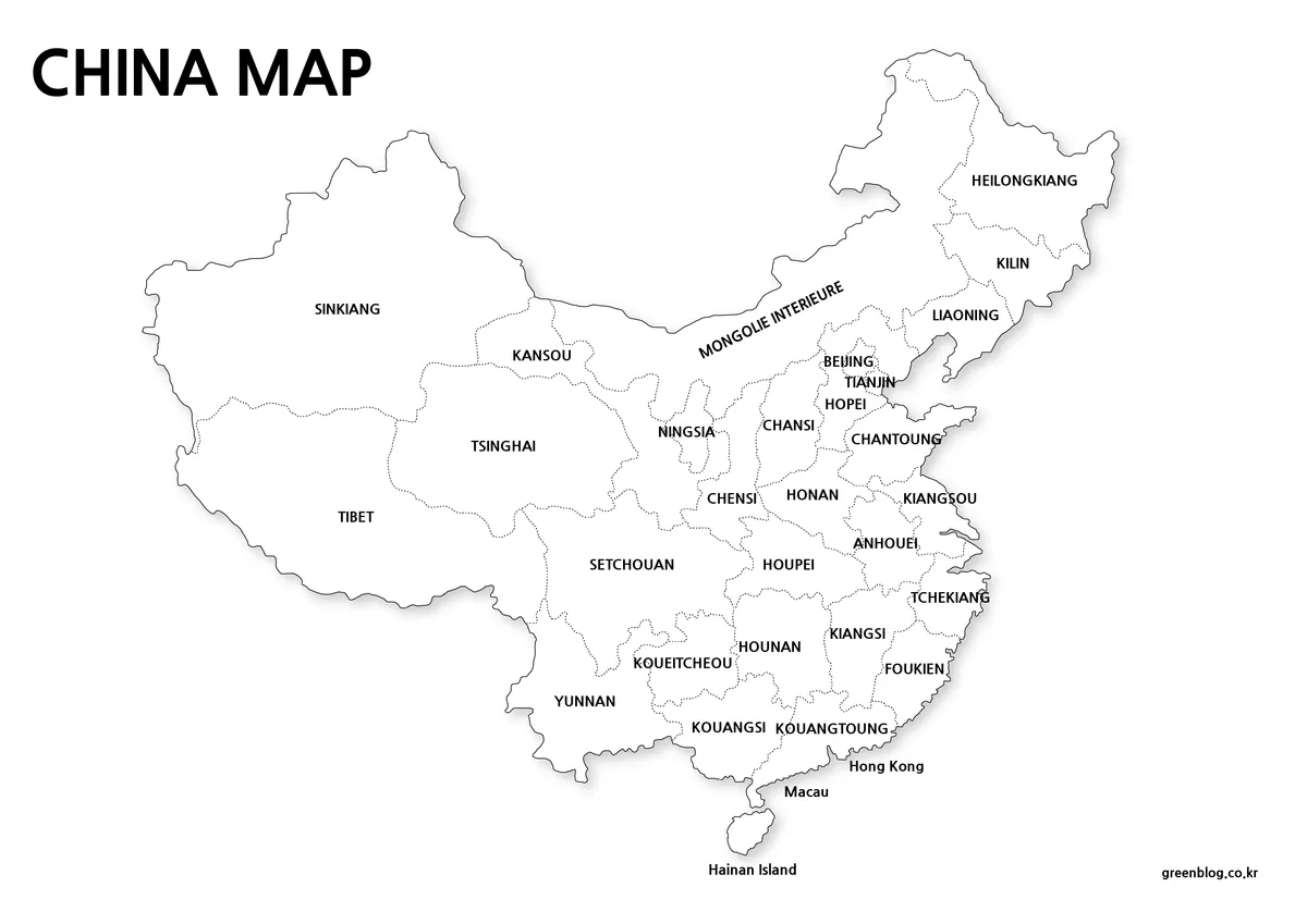 Printable China map without background for clean output