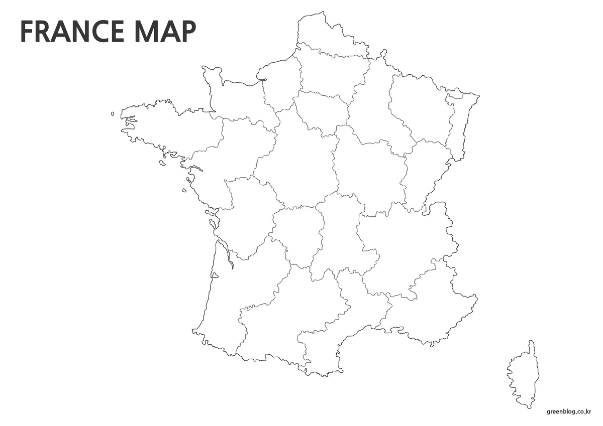 Outline map showing administrative borders of France