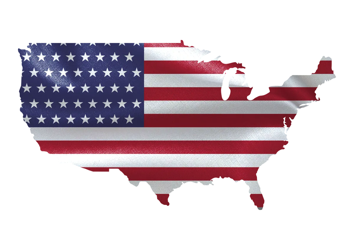 3D Flag Map: United States map with national flag design