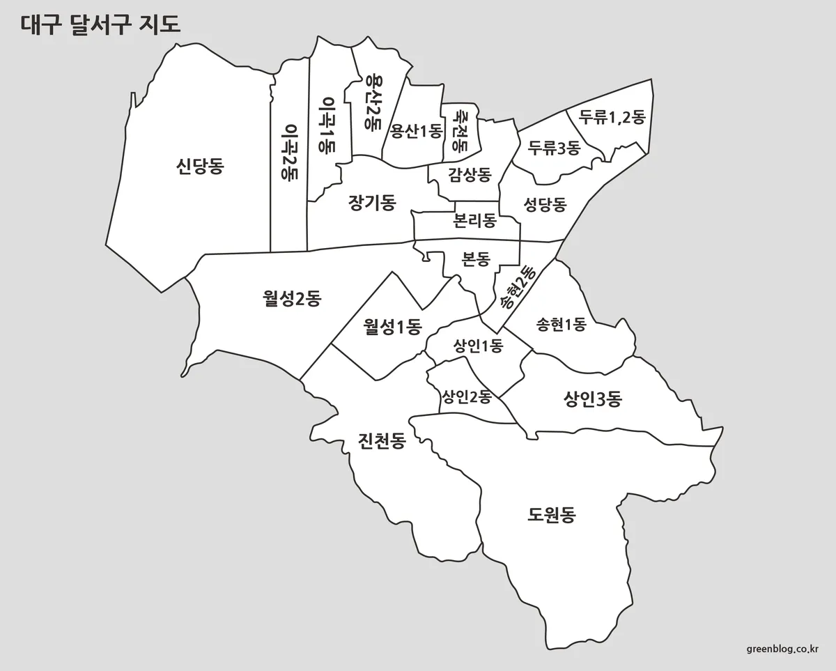대구 달서구 흑백 지도