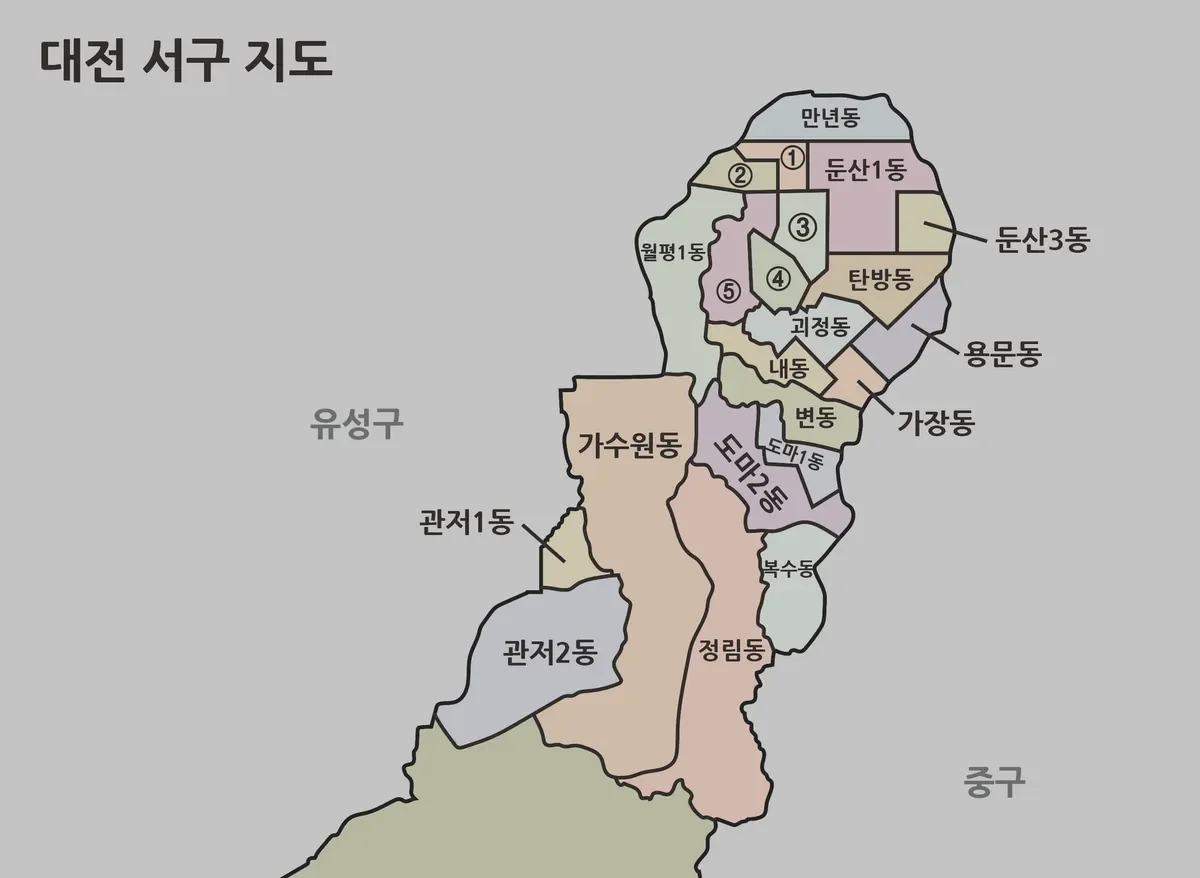 대전 서구 지도 3종 정리 · 설명과 인쇄를 고려한 무료 자료 | GREEN MAP