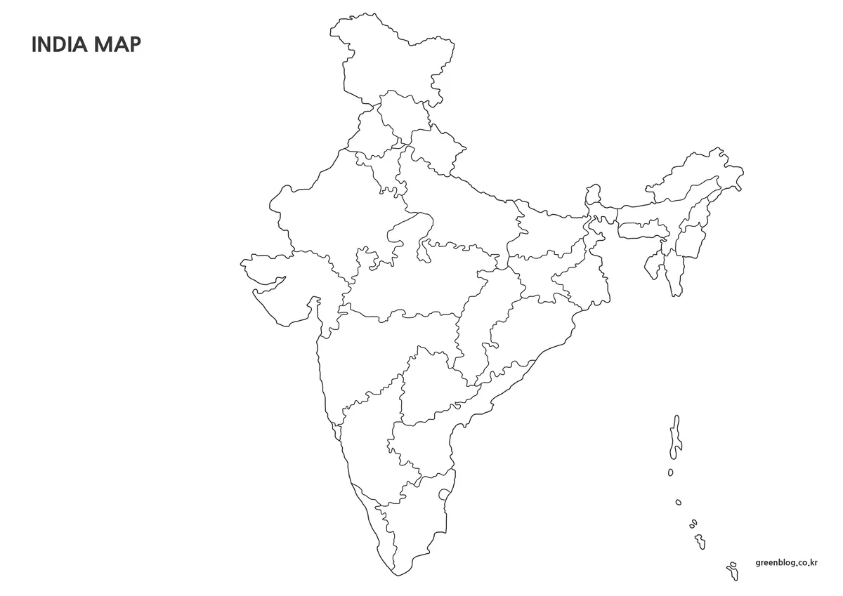 Outline map showing only India’s external and internal borders