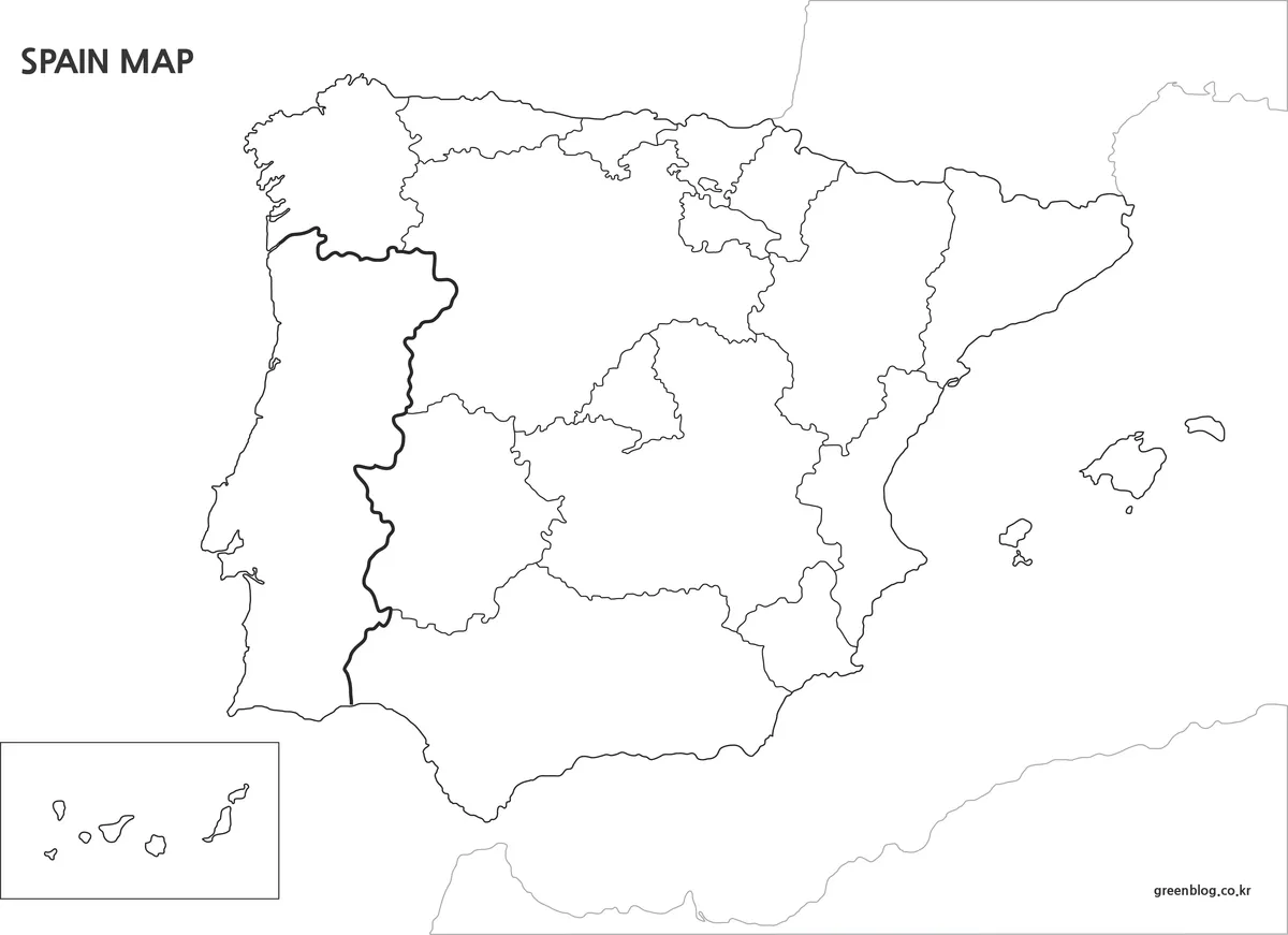 Outline map of Spain with no text or color