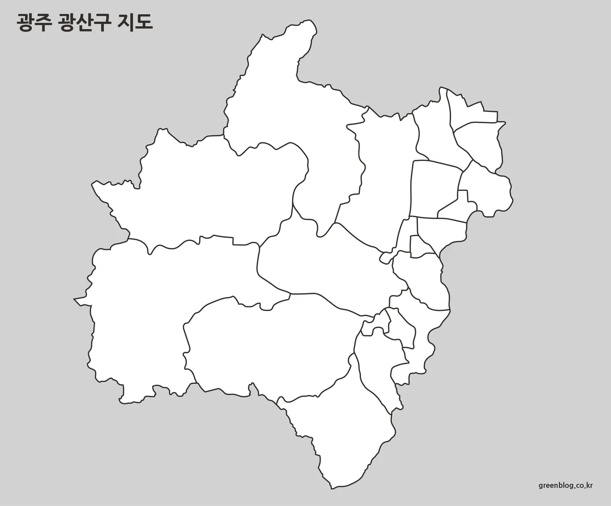 행정 구역 외곽선만 남긴 광주 광산구 윤곽선 지도 이미지