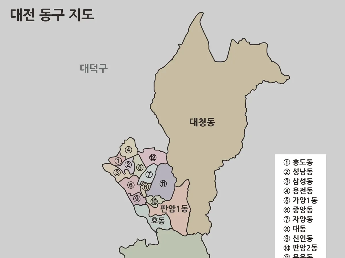 대전 동구 지도 대표 이미지