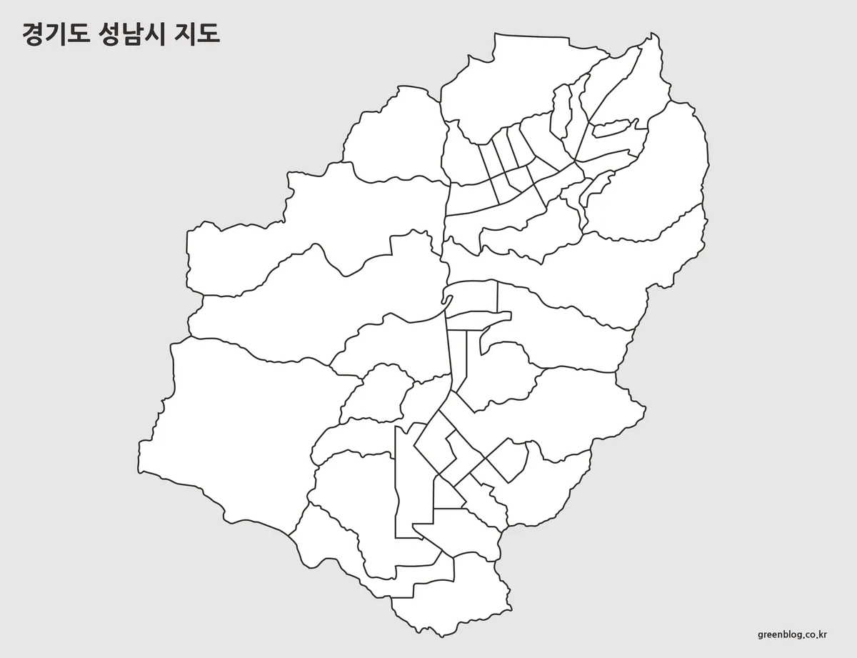 텍스트와 색상을 제거한 성남시 지도 윤곽선 편집용 이미지