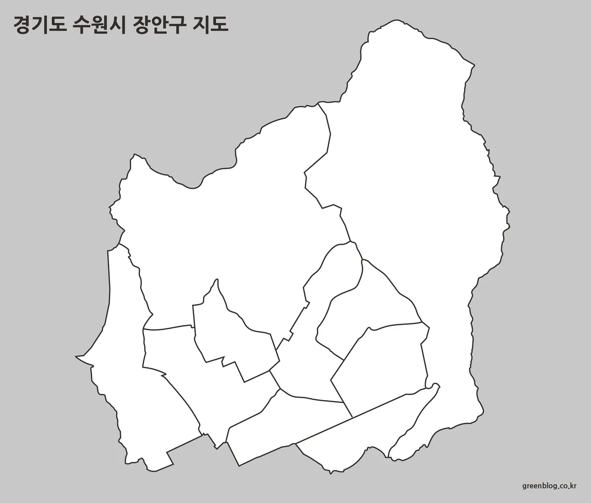 수원시 장안구 행정동 외곽선만 정리된 편집용 지도 이미지