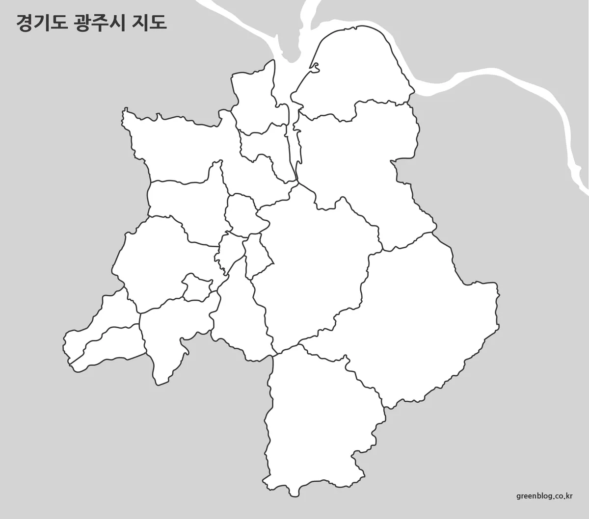 경기도 광주시 경계선만 표시된 지도