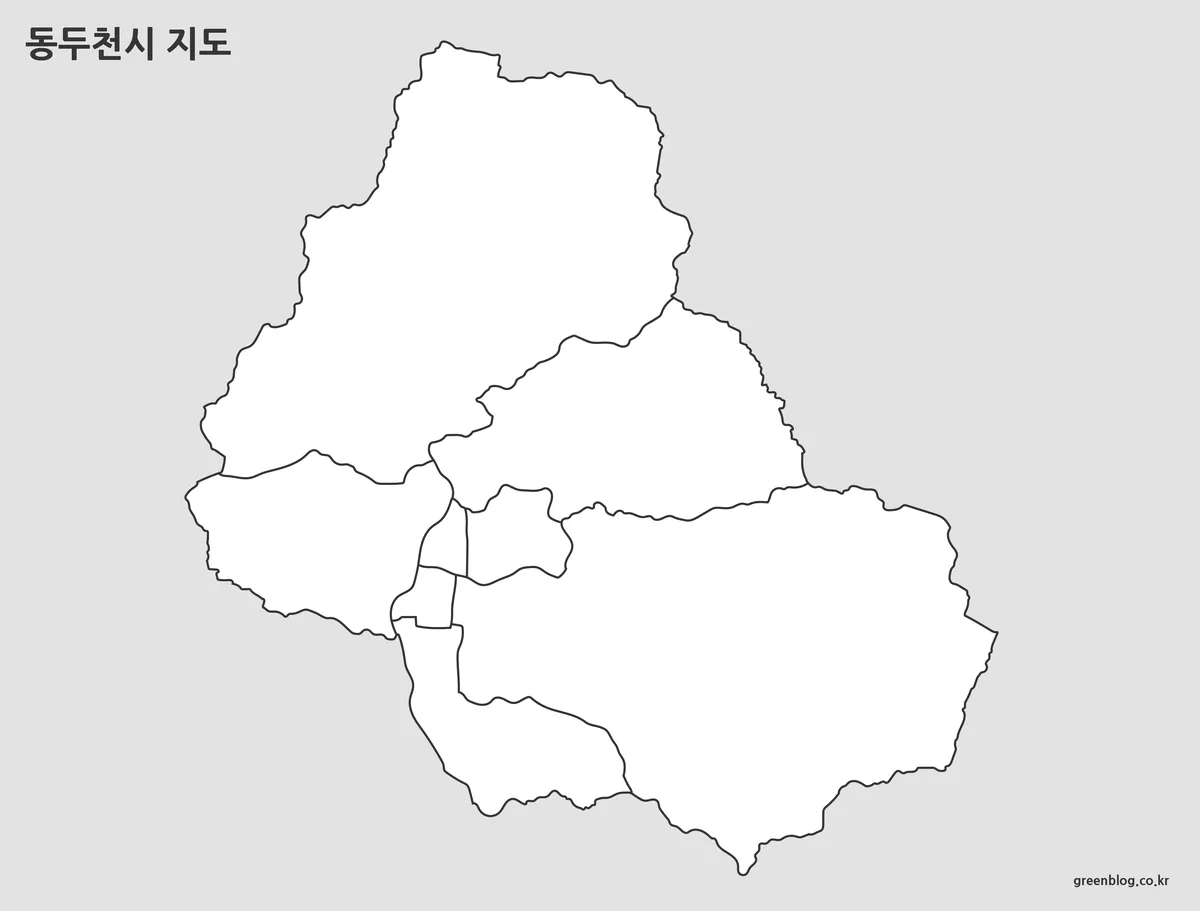 행정동 경계선만 표시된 동두천시 지도