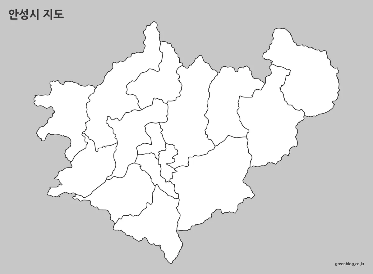 경계선만 남아 있는 빈 형태의 안성시 지도