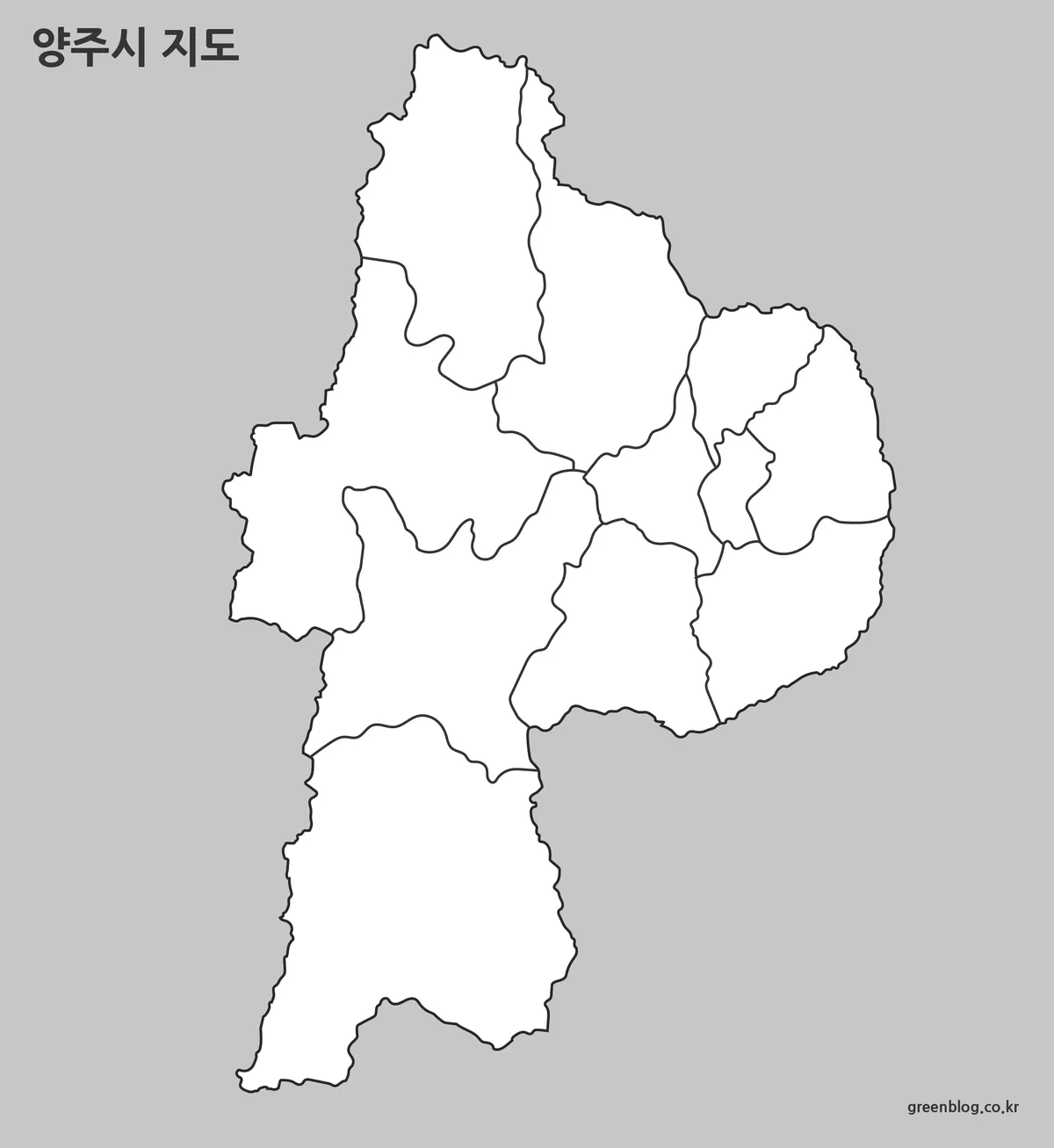 텍스트와 색상이 없는 양주시 윤곽선 지도