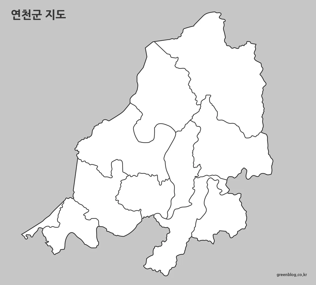 연천군 행정 경계선만 표시된 단순 지도