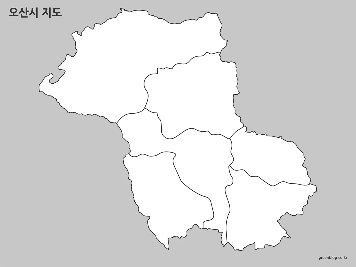 경계선만 남겨진 오산시 지도 윤곽선 버전