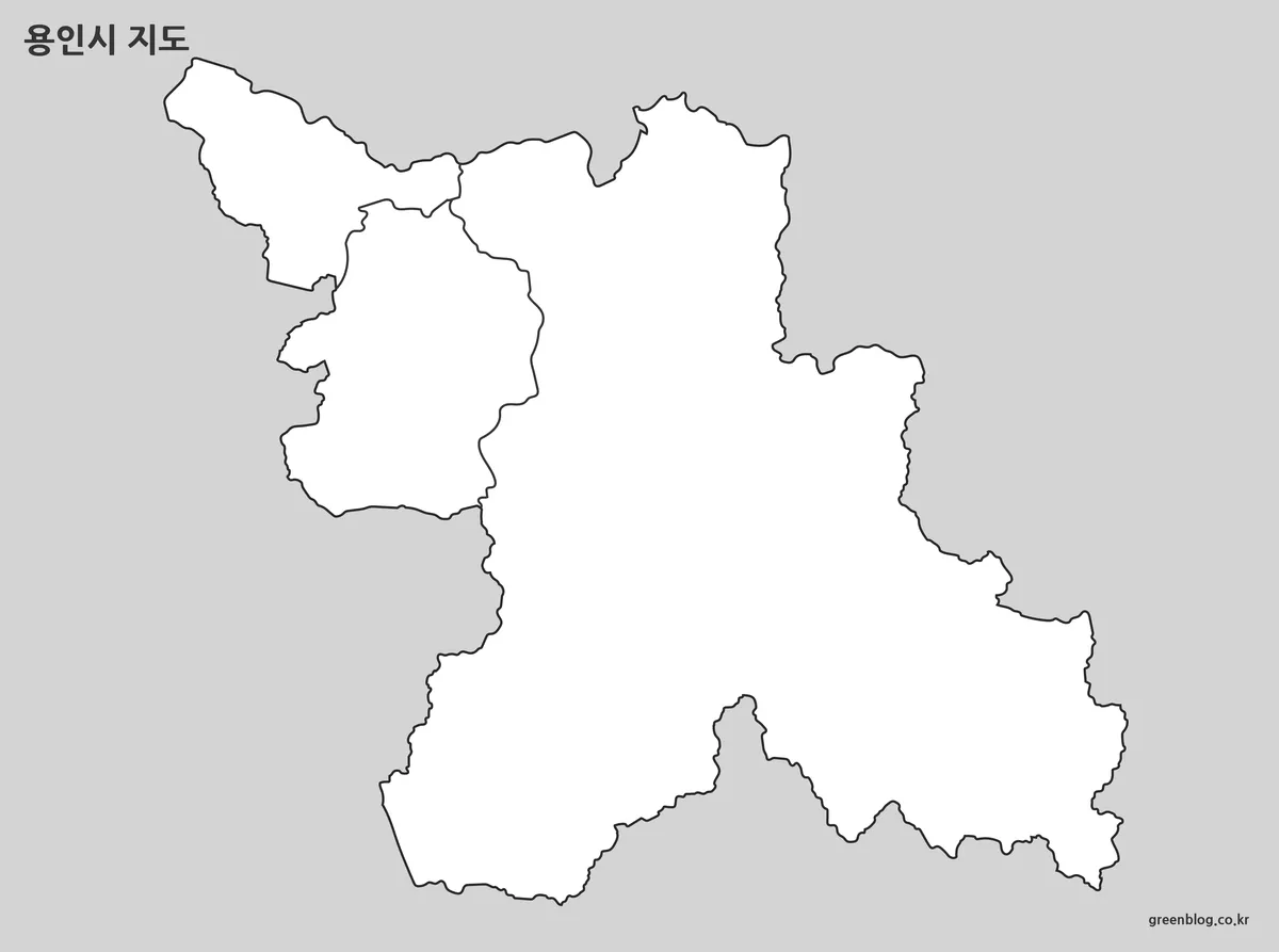 용인시 경계선만 표시된 편집용 지도 이미지