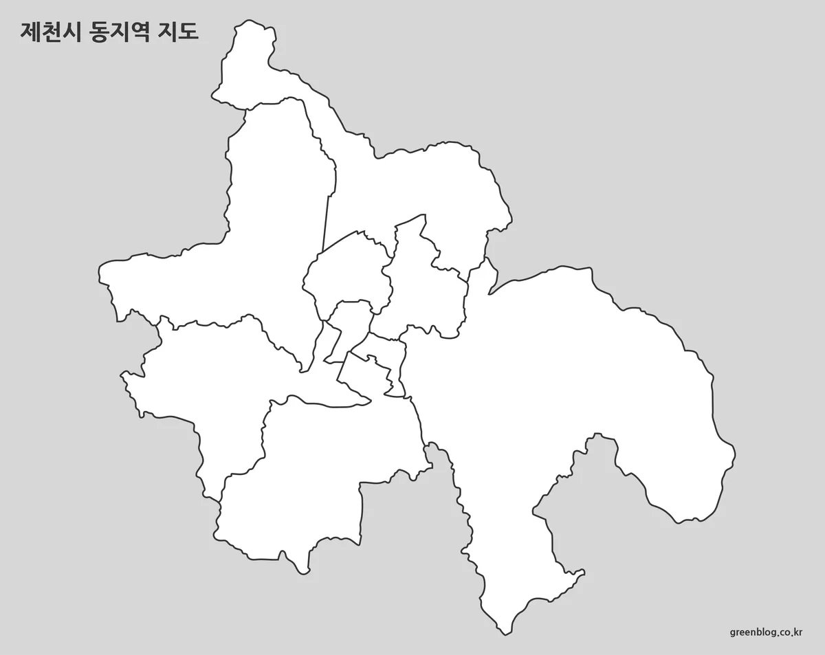 경계선만 표시된 제천시 동지역 지도