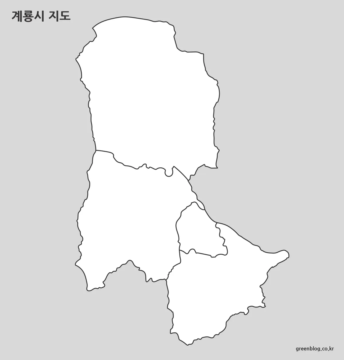 경계선만 남아 있는 계룡시 윤곽선 지도