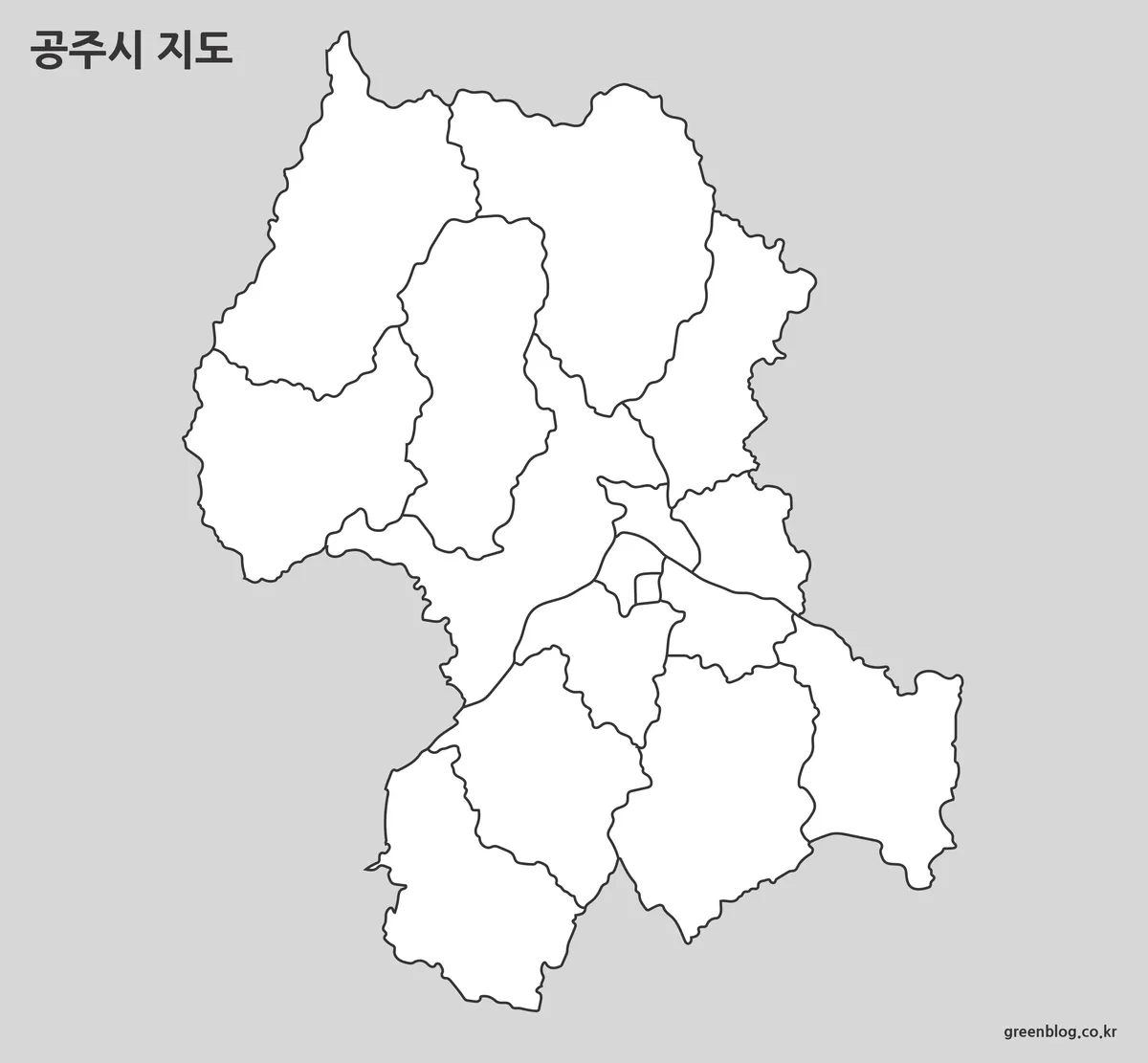 공주시 윤곽선 지도, 표시용 공주시 지역 지도
