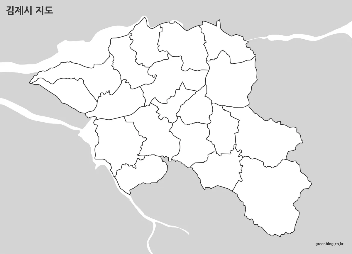 김제시 지도 윤곽선 경계 표시 작업용 지도