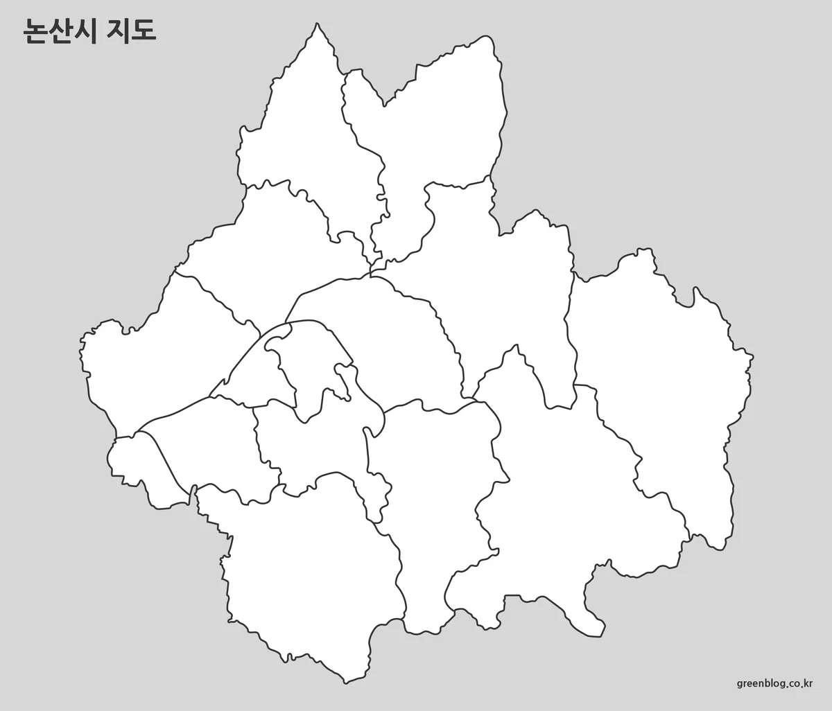 논산시 지도 윤곽선 라인 지도