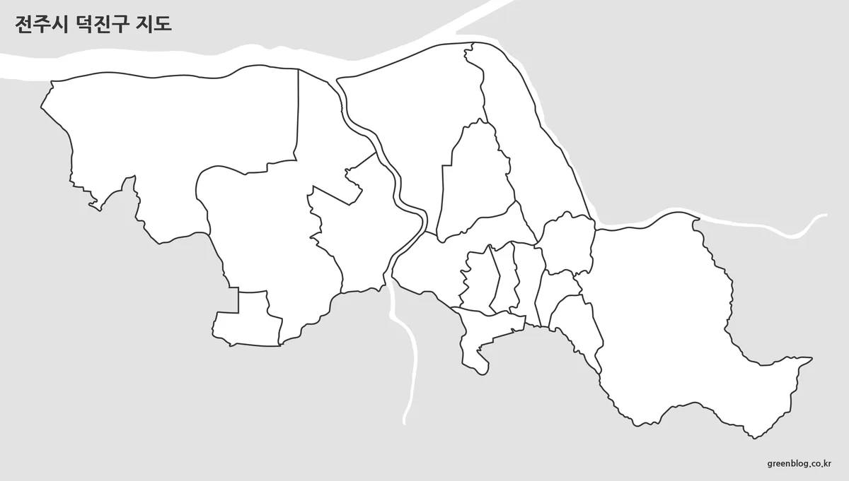 선만 표시된 전주시 덕진구 지도 편집용 이미지