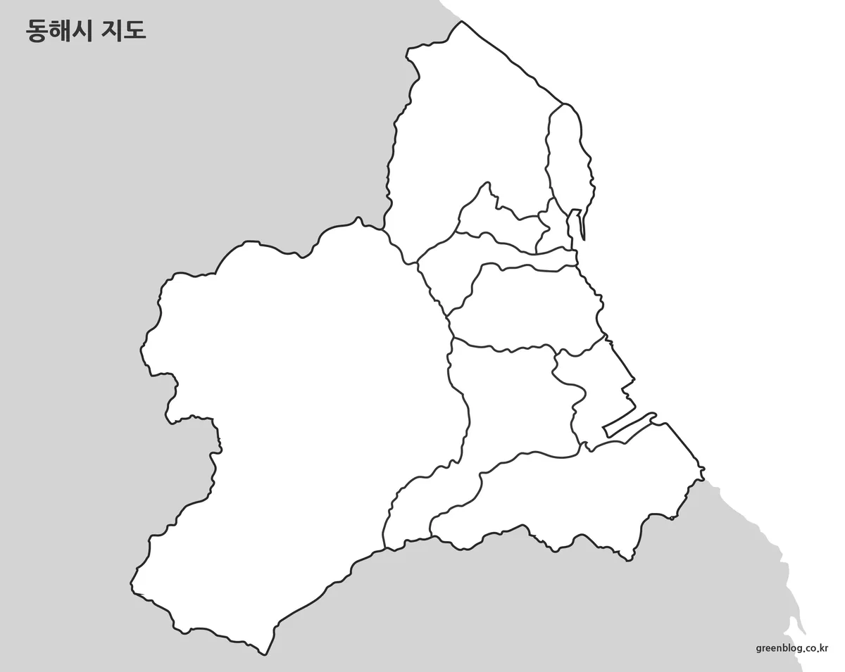 동해시 윤곽선 지도 편집용 데이터 표시용 이미지