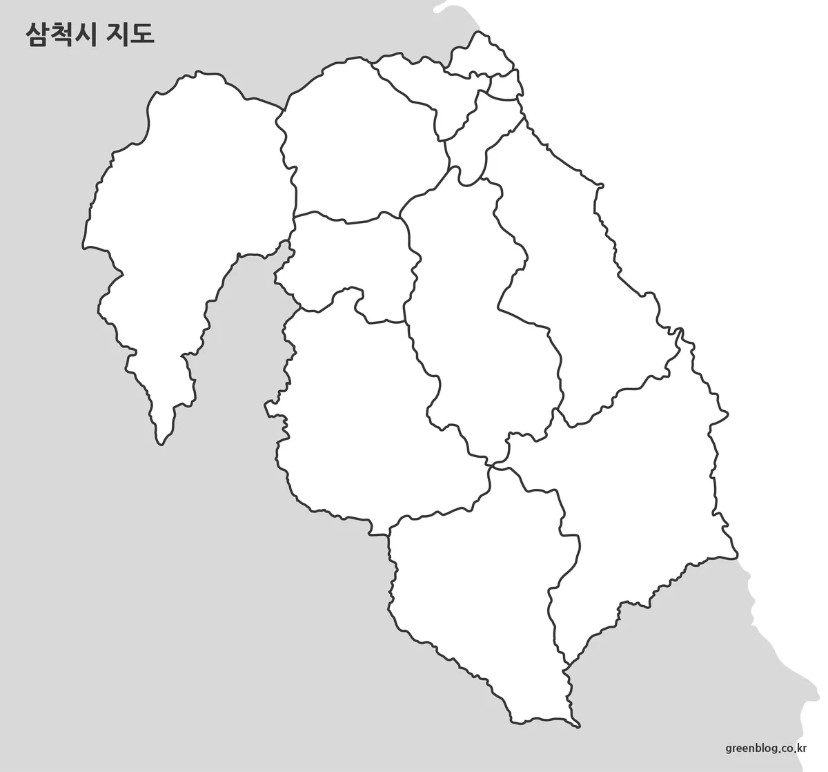 삼척시 윤곽선 지도 편집용 이미지