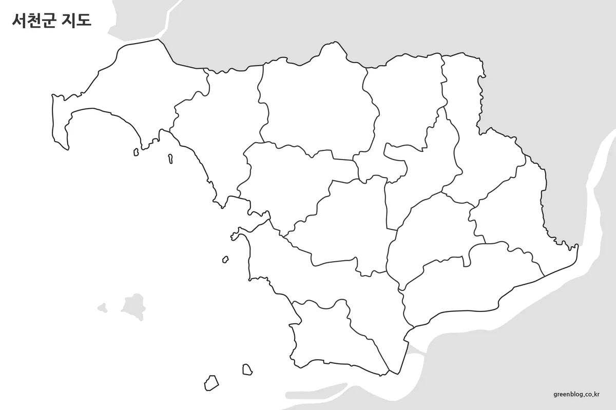 서천군 지도 윤곽선 지도 편집용