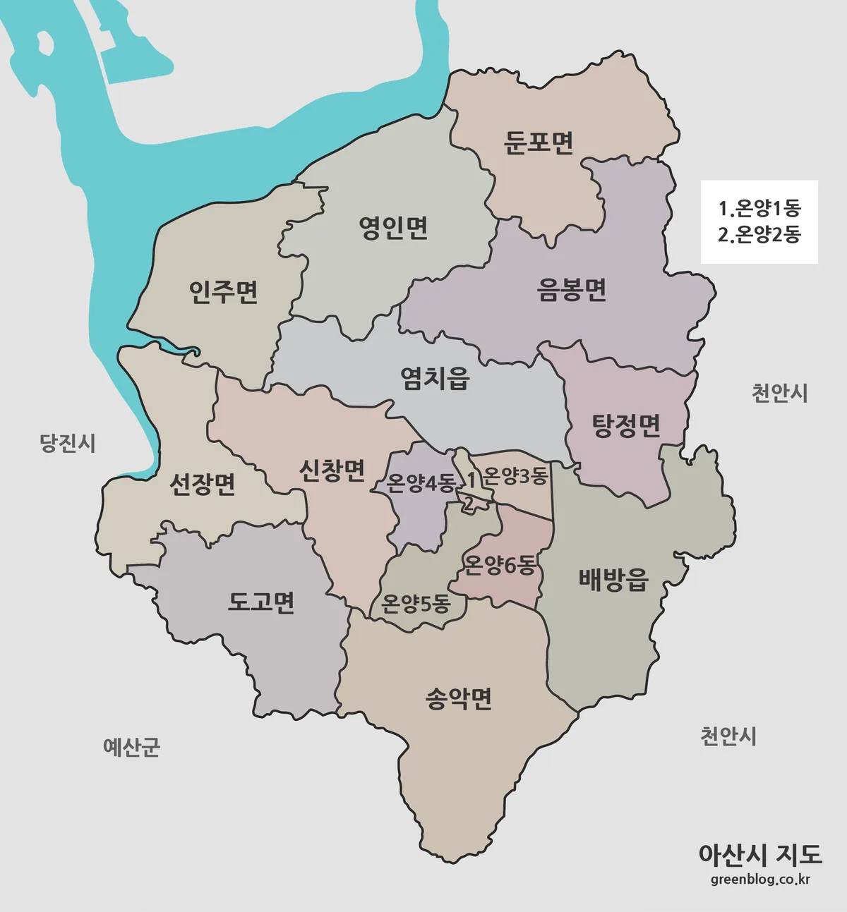 아산시 지도 대표 이미지