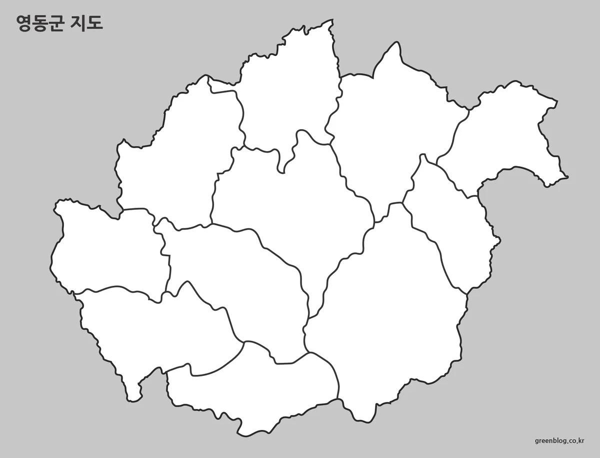 영동군 윤곽선 지도 편집용 이미지