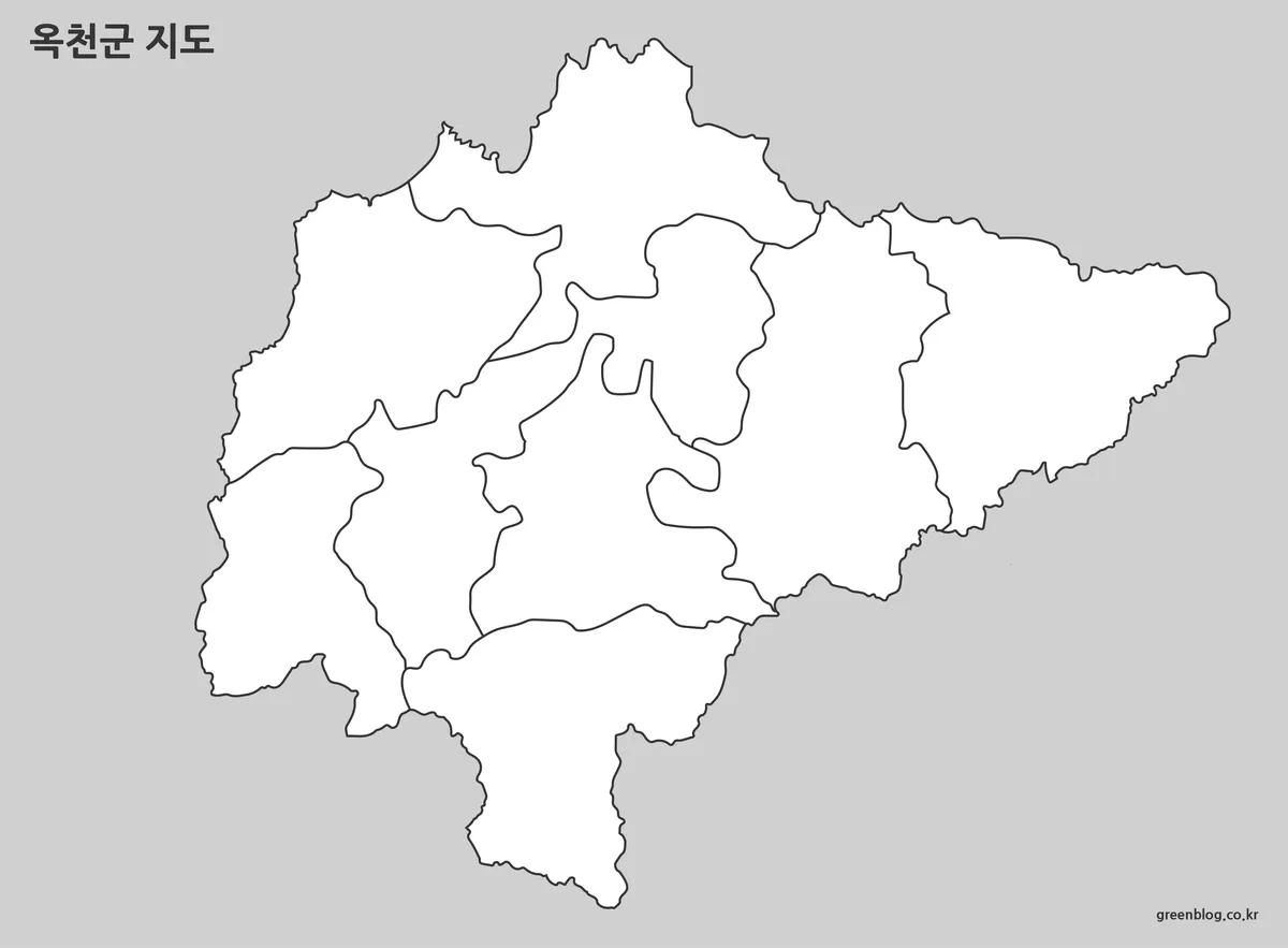 옥천군 윤곽선 지도 편집용 이미지