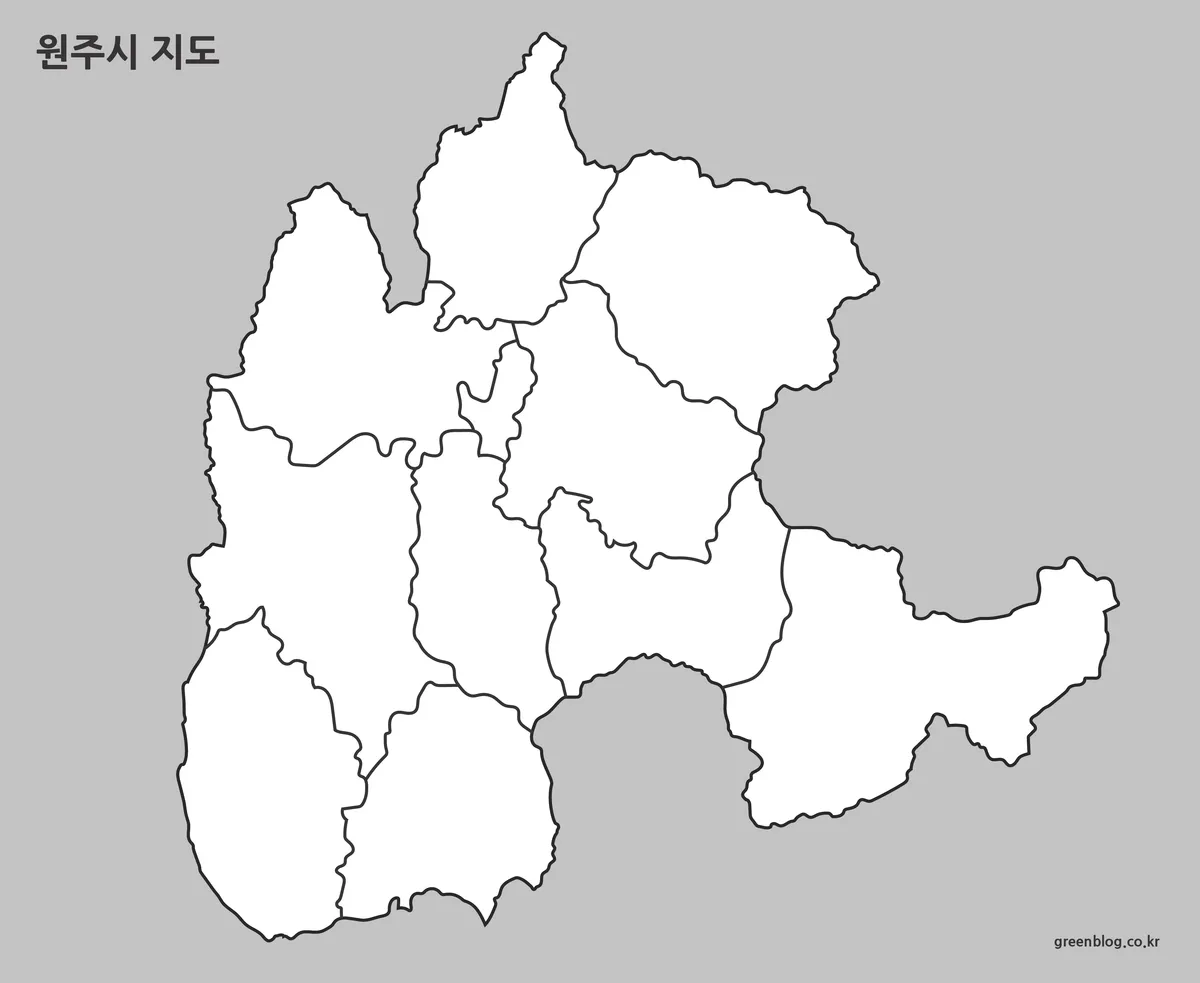 원주시 윤곽선 지도 편집 및 데이터 작업용