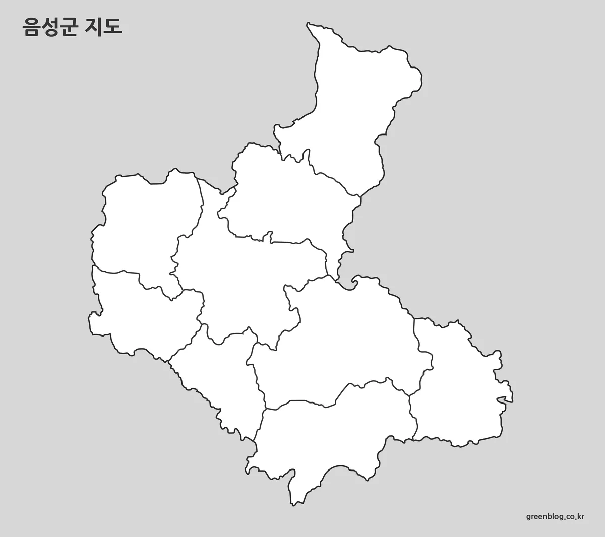 음성군 윤곽선 지도 편집용 데이터 표시용 이미지