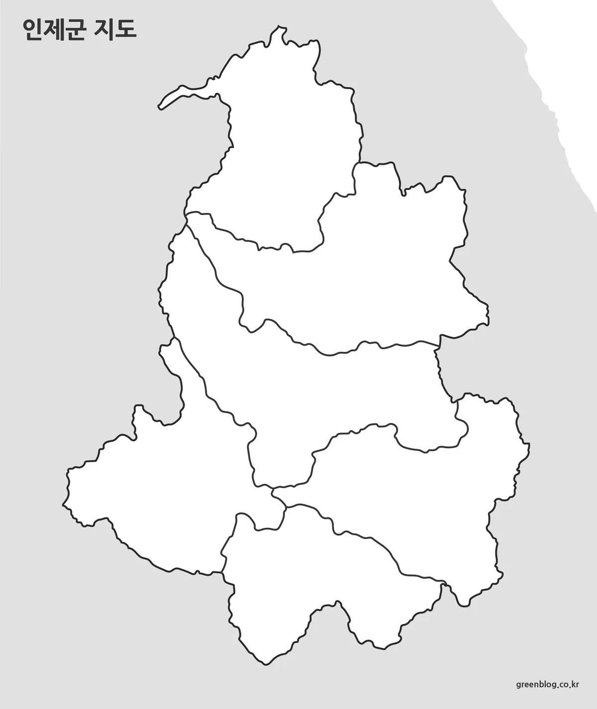인제군 윤곽선 지도 편집용