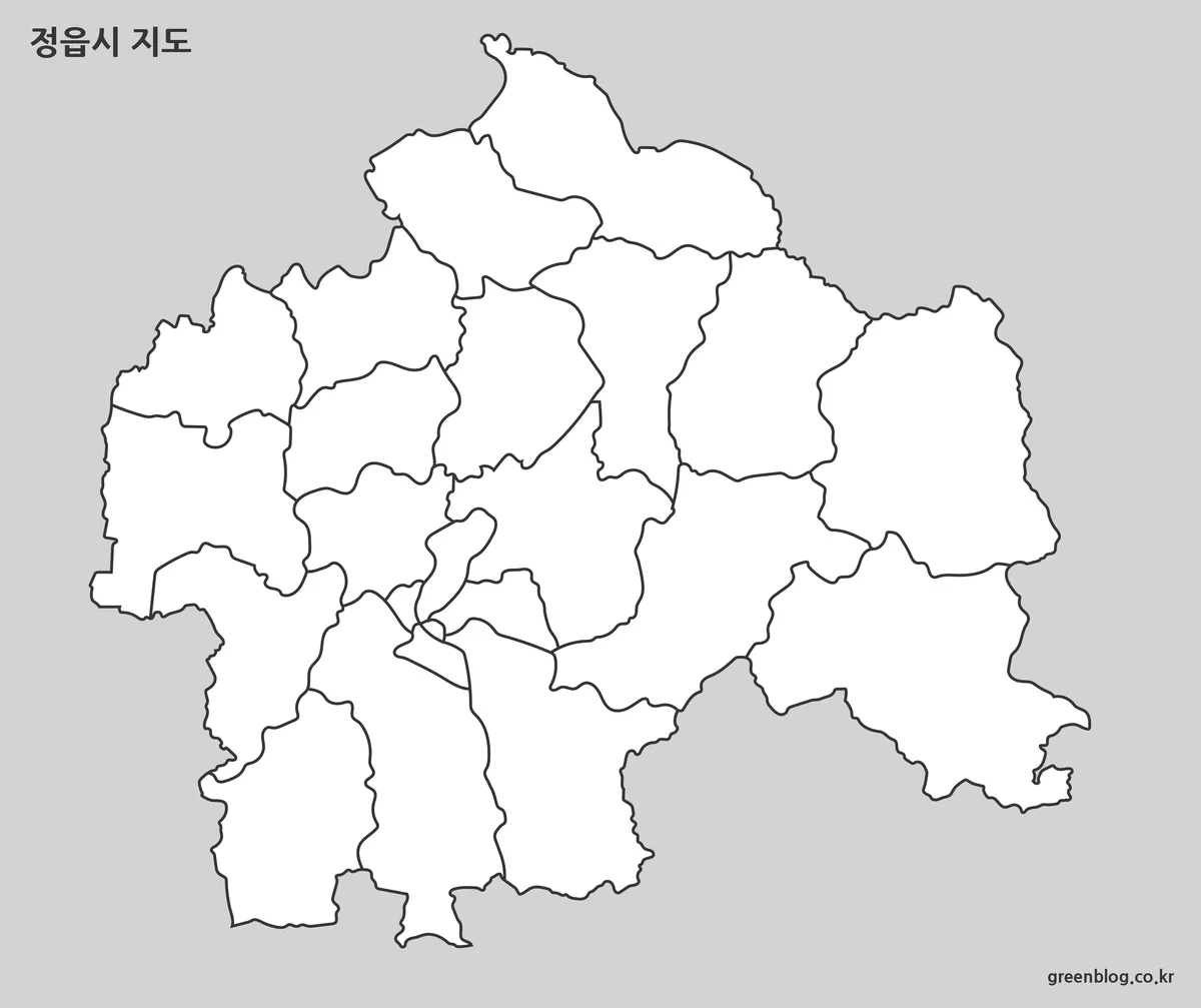 정읍시 지도 윤곽선 지도 경계선만 있는 지도