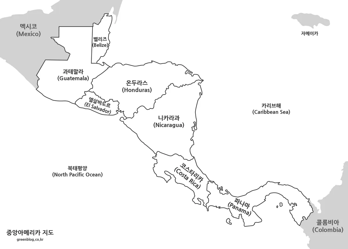중앙아메리카 흑백 지도 파일
