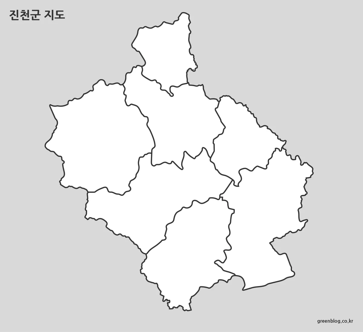 진천군 윤곽선 지도 편집용 데이터 표시용 이미지